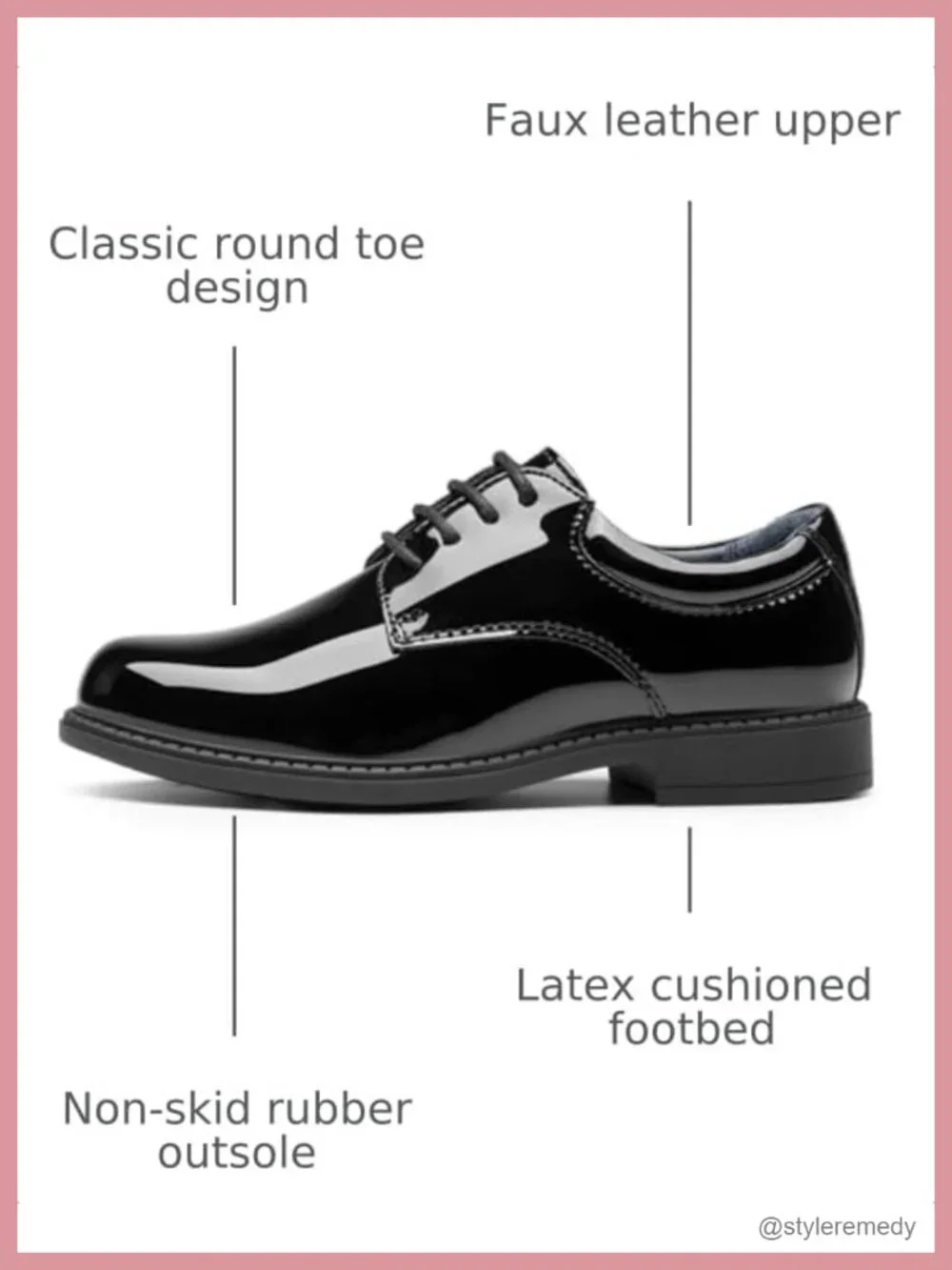 Boys Oxfords Dress Shoes Faux Leather Lace Up Comfort